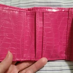 Faux Hot Pink Alligator Small Wallet