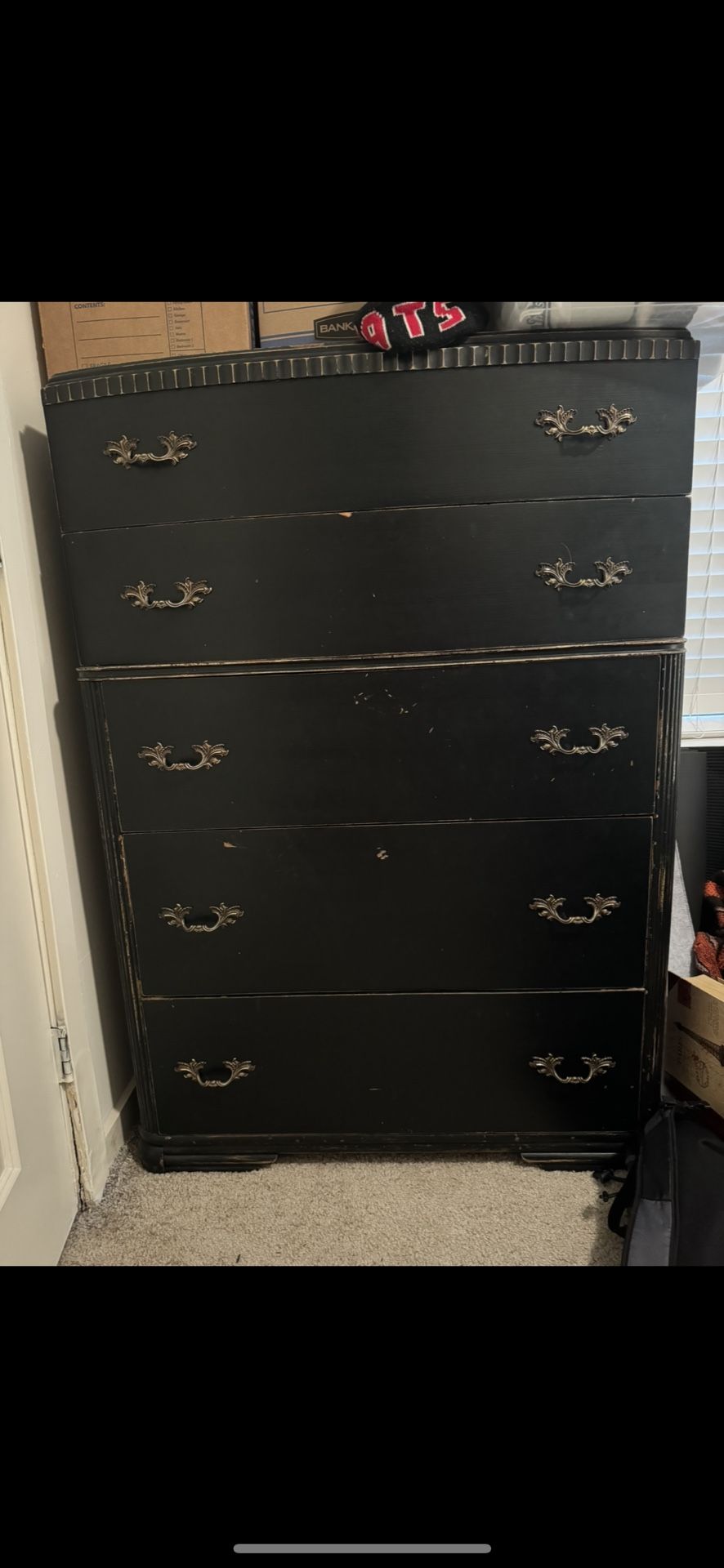 Antique Wood Dresser (Black)