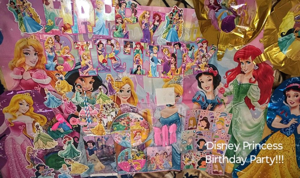 Disney Princess Huge Birthday Party Set Of Decorations, Tableware, and Party Favors