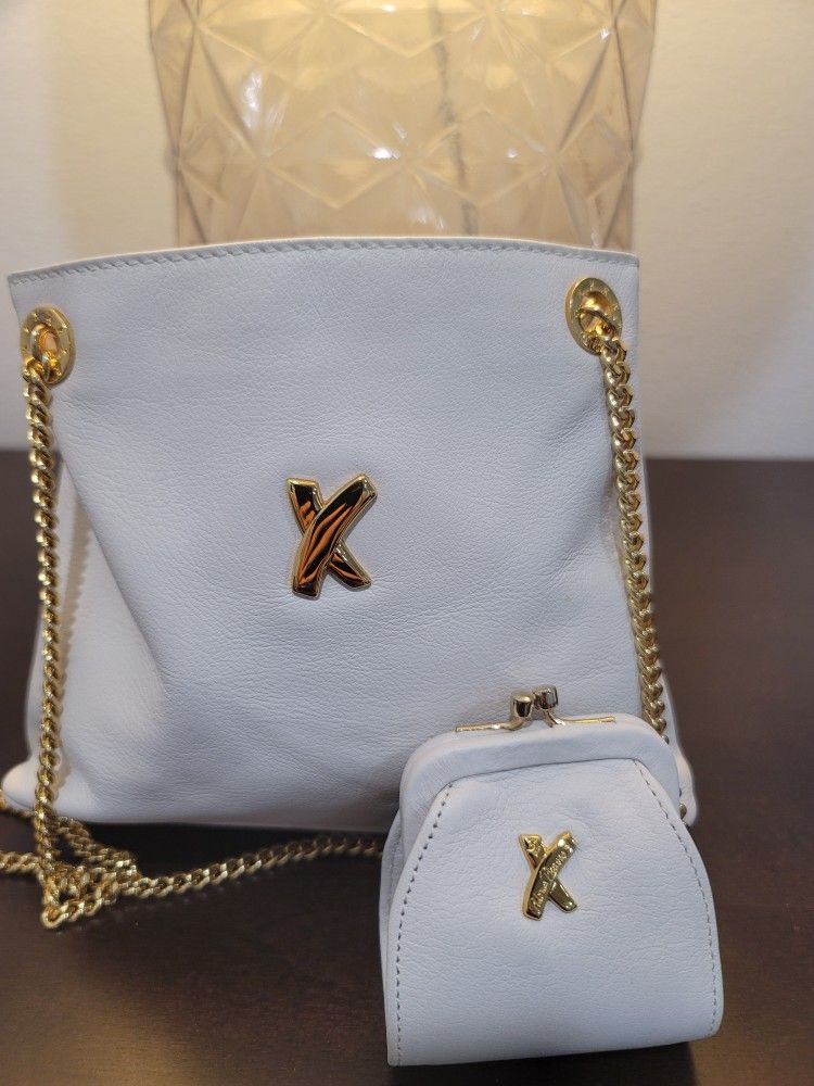 Vintage Paloma Picasso Leather Purse with Finely Crafted Gold Chain and coin purse