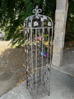 Tall Wrought Iron Wine Rack Tower