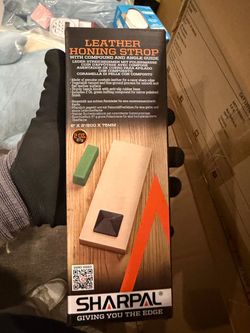 Sharpal Leather Honing Strop with Compound & Angle Guide – 8” x 3”