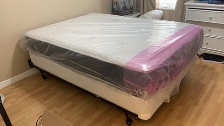 New full mattress and box spring 2 pc bed frame is not included