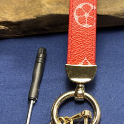 2361-MTT New Fashion Belt Keychain / Lanyard Red Flower Gold Hardware With Tool