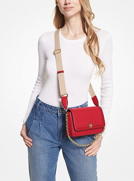 New MICHAEL KORS Freya Small Convertible PebbledLeather Crossbody Bag