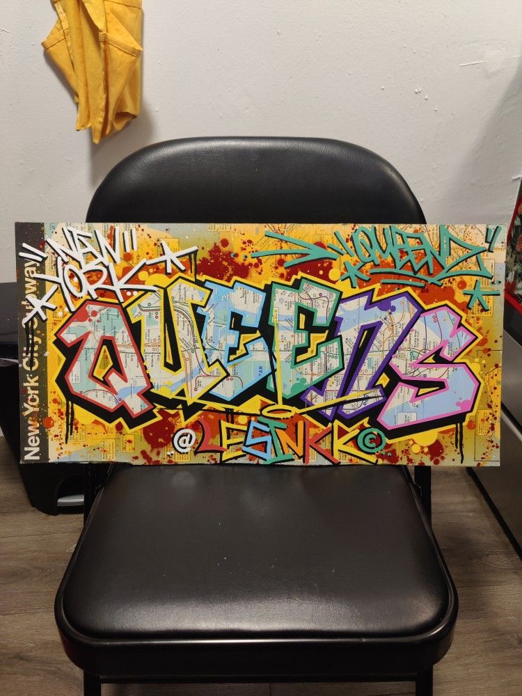 Original Queens Graffiti Art Piece ( Done on MTA SUBWAY MAP )