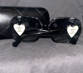 Chanel Sunglasses Black With White Heart