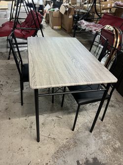  Dining Table Set for 4 Kitchen Table and Chairs, Rectangular Dining Room Table Set with 3 Upholstered Chairs, 4 Piece Dining Table Set for Small Spac