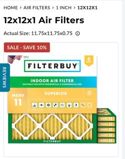 Filterbuy 12x12x1 MERV 11 Air Filters 6-Pack