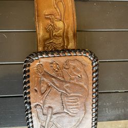 Vintage 32 Inch Hand Tooled Leather Belt 