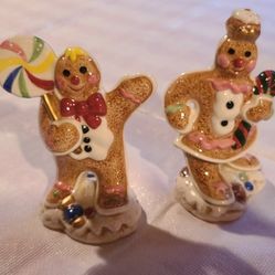 Fitz & Floyd Candy Lane Gingerbread Salt & Pepper Shakers