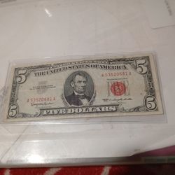 1963 Vintage $5 Dollar Bill