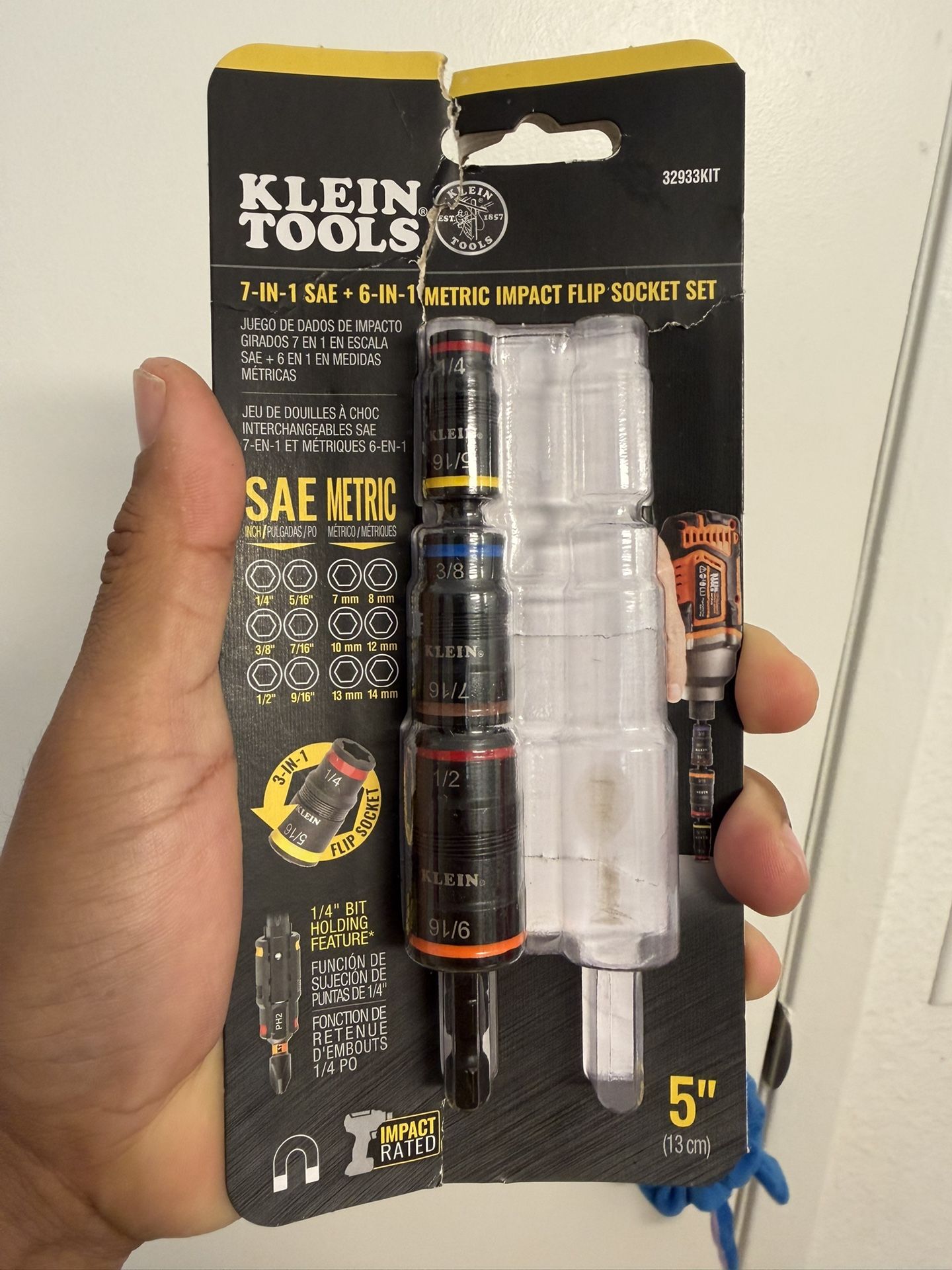 Klein Tools SAE 6 piece impact flip socket 