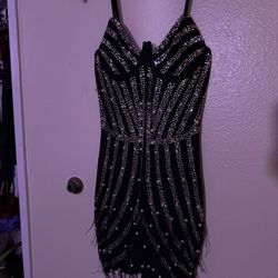 Rhinestone Mini Dress With Adjustable Straps