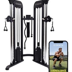 Centr Home Gym Functional Trainer - Multifunctional Cable Machine Home Gym System - Workout Weight Machine for Strength Training - Full Body Compact E