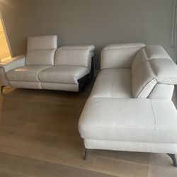Pearson White Leather Right Bumper Power Reclining Sectional | Living room 