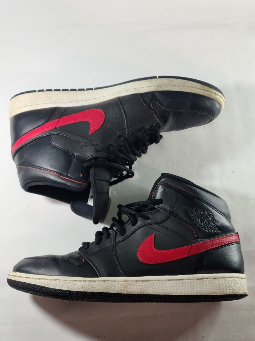 Nike Air Jordan 1 Mid Retro 2016 Black Red Men Sneaker Shoes 554724-009 Size 10