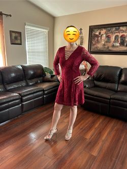 Burgundy Lace Cocktail Dress
