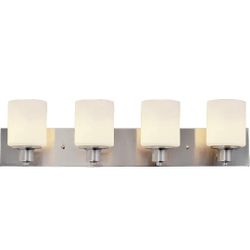 Design House 578849 Dane Traditional 4-Light Indoor Bathroom Vanity Light Dimmable Frosted Glass for Over The Mirror, Satin Nickel