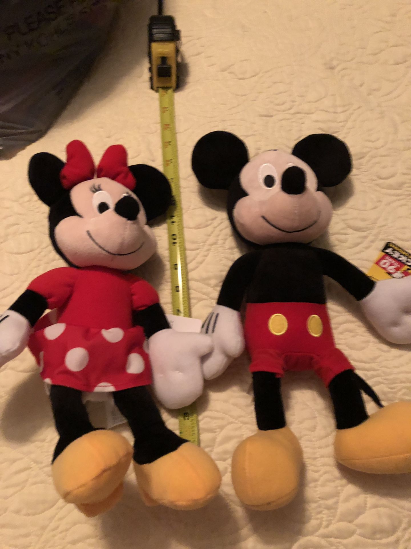 Mickey and Minnie stuffed animals