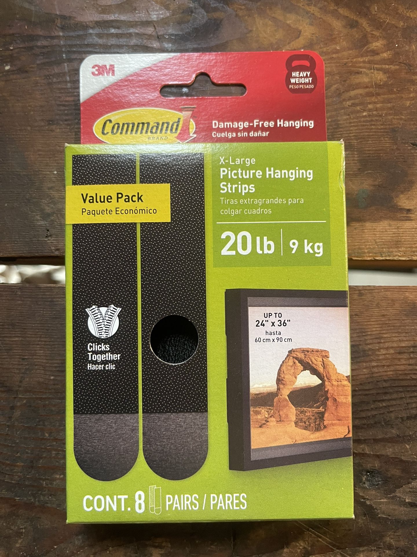 NEW COMMAND 20LB XL HEAVYWEIGHT PICTURE HANGERS STRIPS 8 PAIRS
