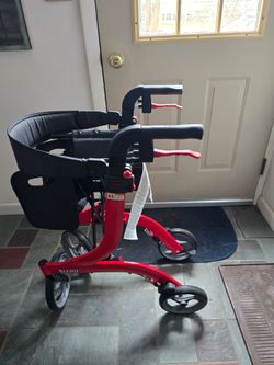 Drive Medical Nitro Euro Style Rollator Walker in red with Seat and Basket