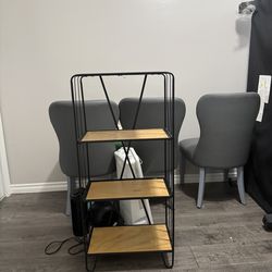 4-tier industrial style metal + wood bookshelf / storage rack