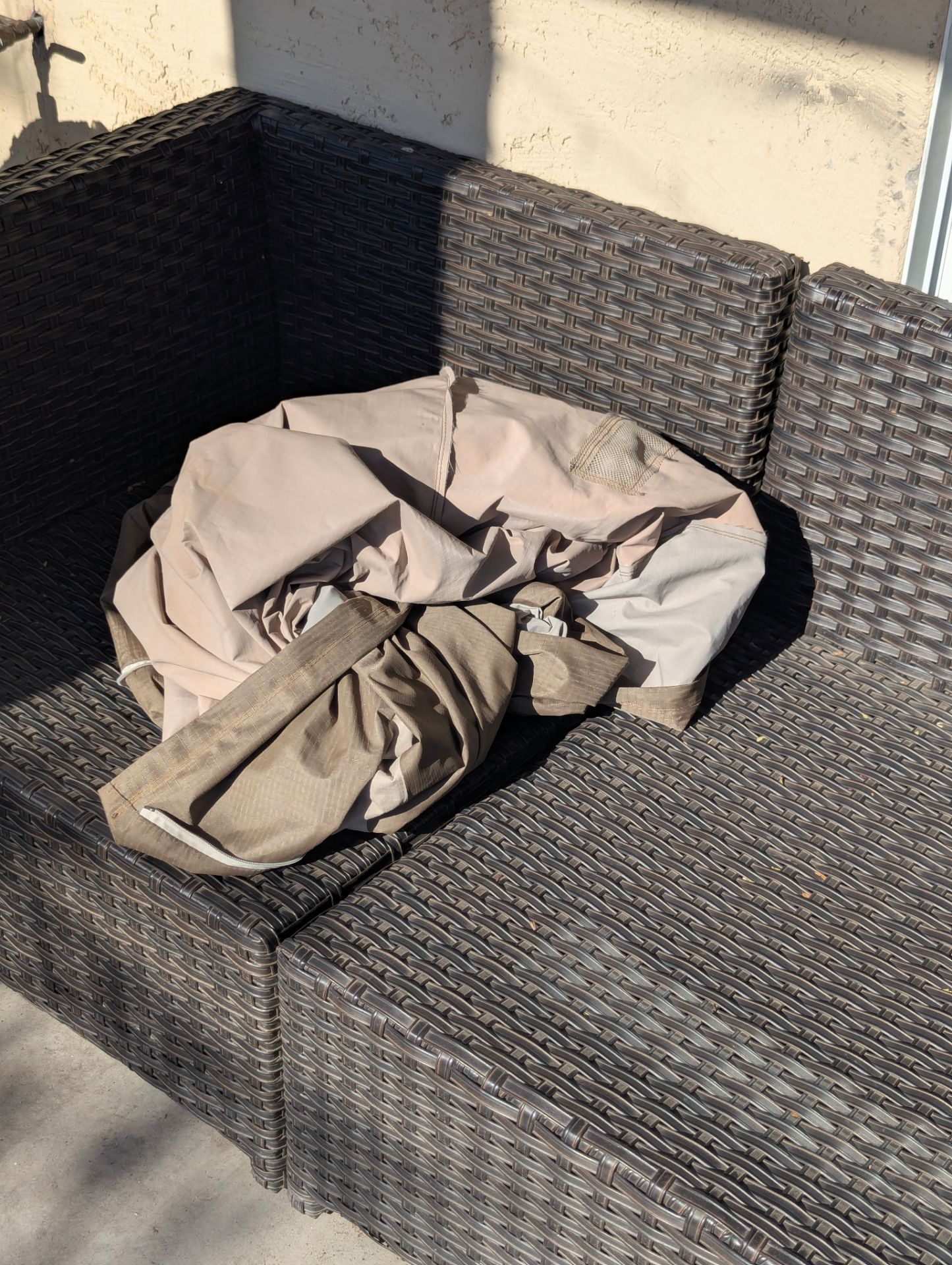 Modular Wicker Patio Sectional + Weatherproof Cover - No Cracks!