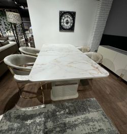 Santana Ivory Marble Top  7pc Dining Set !!$39 Down!! Hablo Español