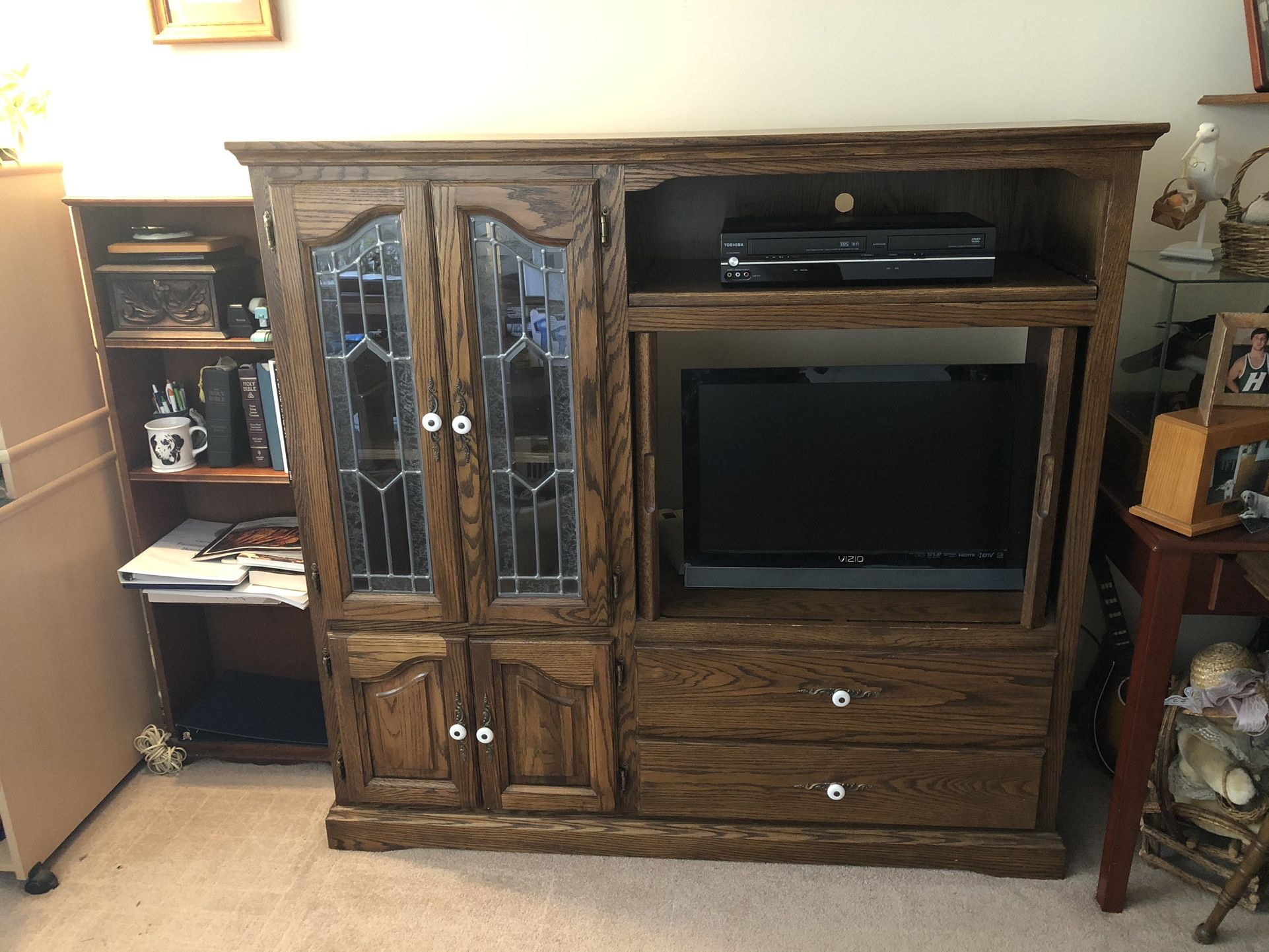Solid wood entertainment center