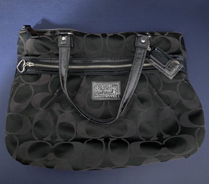 Black Coach Poppy Daisy Shoulder Bag