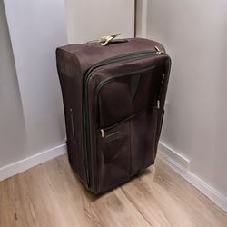 $16 for Large Purple Fabric Luggage Suitcase on Wheels-33H