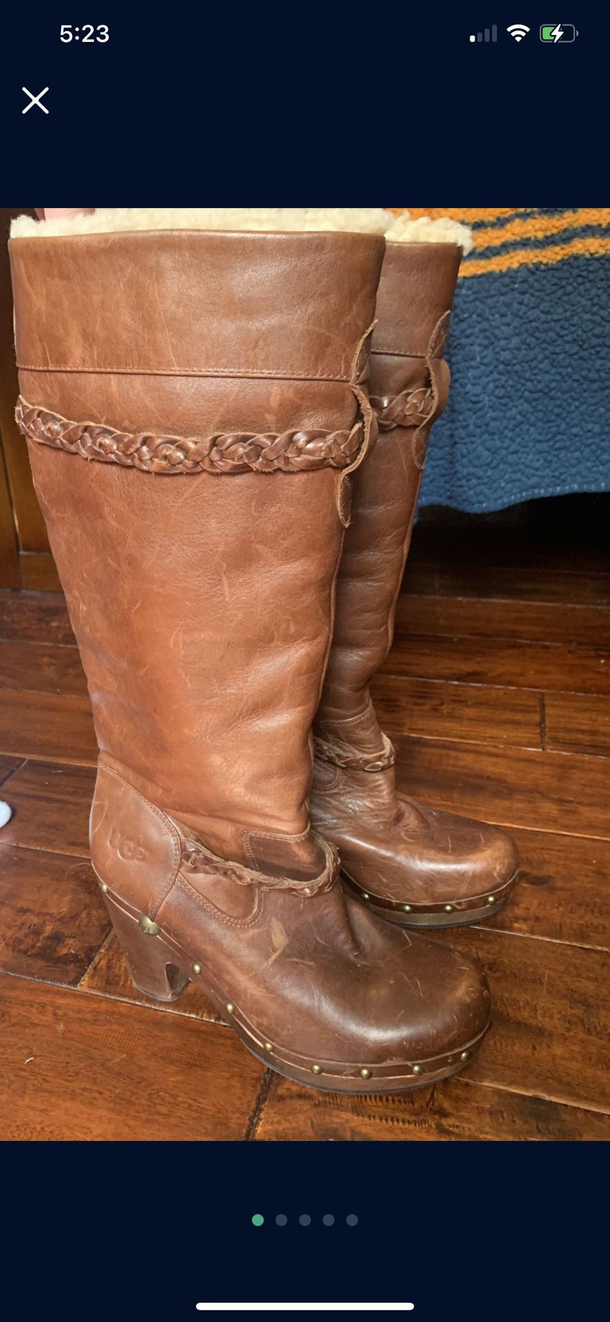 UGG Savanna Leather Braided Boots