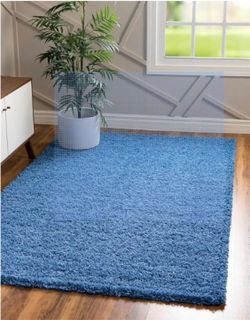 Unique Loom Solid Shag Collection Area Rug (9' x 12') Periwinkle Blue)