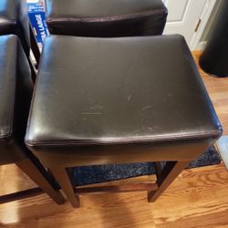 Brown Leather High Bar Stools