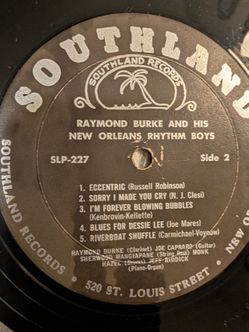 Southland Records SLP-227 Raymond Burke New Orleans Rhythm Boys 12" Jazz LP