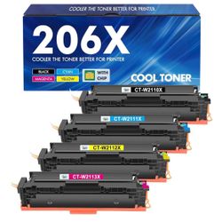 Brand: Cool Toner 206X 206A Toner Cartridges 4 Pack High Yield M283fdw M255dw Set Compatible Replacement for HP 206X 206A Color Laserjet Pro MFP M283c