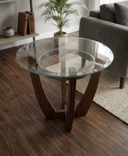 26 inch Walnut Wooden Glass Rooms to Go Table