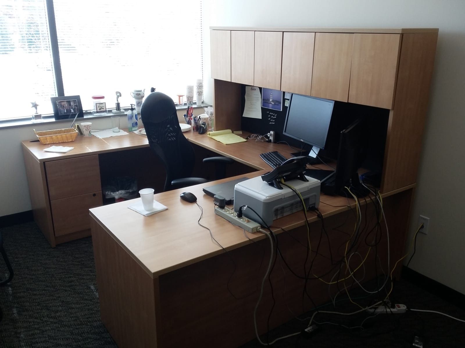 Office furniture, computer, monitor, chairs file cabinets