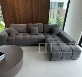 Grey Linen Sofa Sectional 