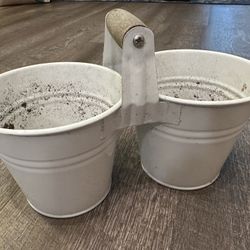 Double Plant Pot with Handle - Each Pot Approx 4.5” Wide 