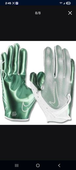 Brand New Nike Vapor Jet 7.0 Football Gloves Iridescent Green White YOUTH Sizes Small, Medium, Large