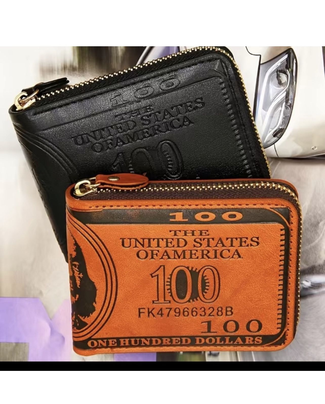 1pc Men's Wallet, With 100 US Dollar Pattern Wallet, PU Leather Wallet, Fashion