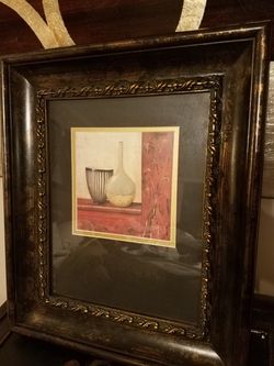 art; framed;matted vases;15x9-$10
