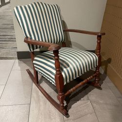 SALE! Antique Wooden Cushioned Upholstered Rocking Chair