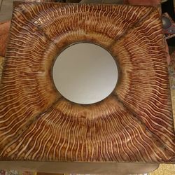 Boho Waved Metal Art Design Wall Mirror Eclectic 