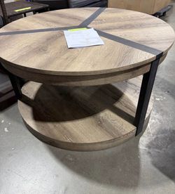Round 2-Tier Coffee Table with Spacious Tabletop and Storage
