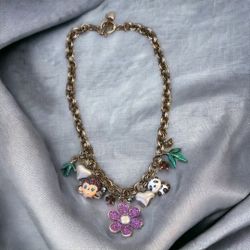 Betsey Johnson Asian Jungle Vintage Purple Monkey Panda Bear Bamboo