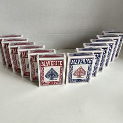 Maverick Playing Cards 12 Pack, Standard Index, Red and Blue Decks, 