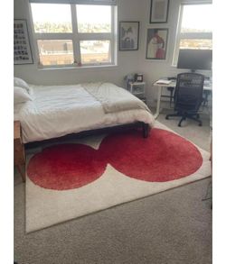 IKEA PS 2026 Art Rug Low Pile Off-White/Red 5'7" x 7'10"
